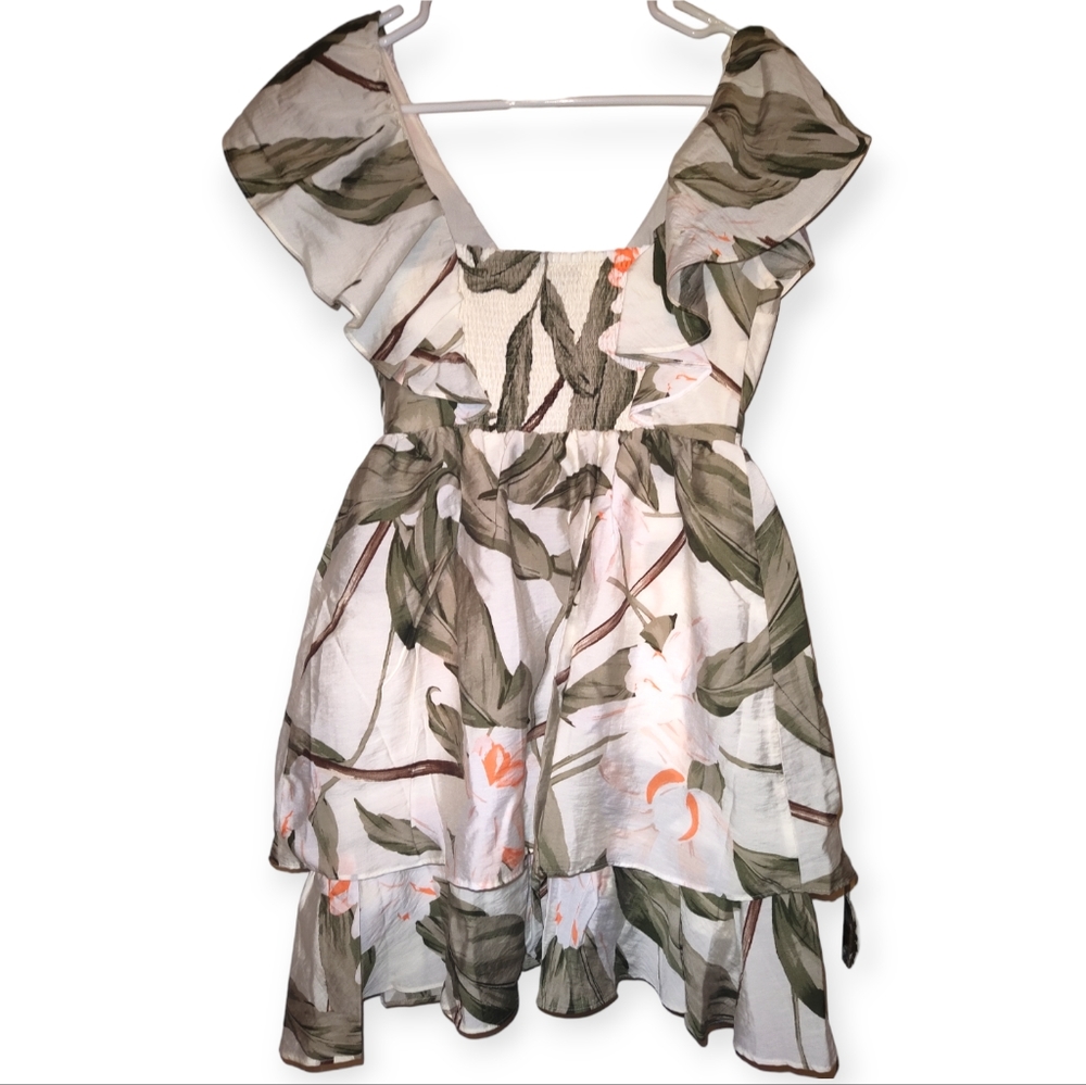 Printed V-Neck Ruffle Mini Dress - Picture 5 of 5